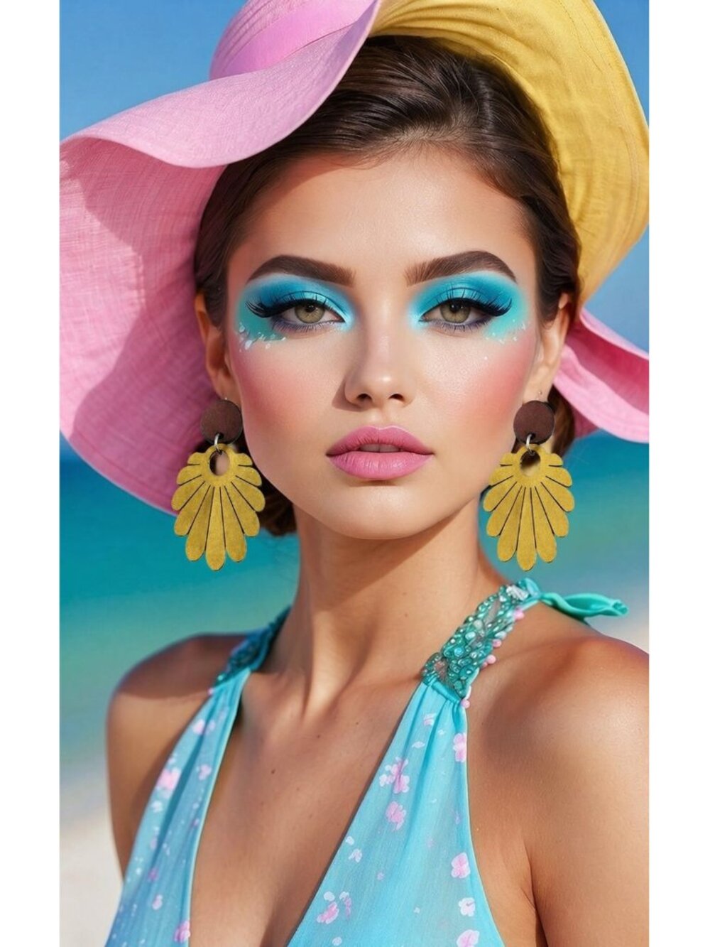 Mustard Yellow Statement Earrings Boho Fan Dangles Lightweight Boutique Jewelry